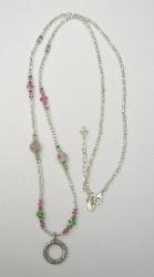 EHKK003 - Pink/Green Crystals Eyeglass Holder with Ring