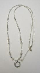 EHKK004 - White Pearls & Crystals Eyeglass Holder with Ring